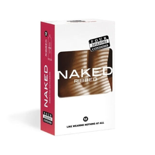 Four Seasons Naked Ribbed Condoms 12 Pack