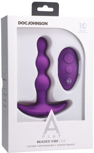 BEADED VIBE - Rechargeable Silicone Anal Plug With Remote - Black