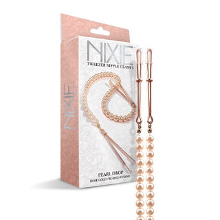 NIXIE ADJUSTABLE TWEEZER CLIPS WITH PEARLS ROSE GOLD