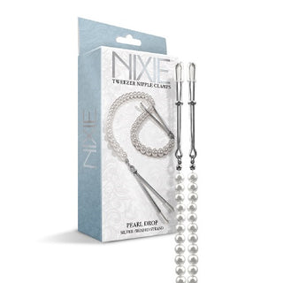 NIXIE ADJUSTABLE TWEEZER CLIPS WITH PEARLS WHITE GOLD