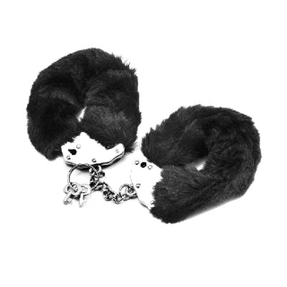 Fetish Pleasure Fluffy Hand Cuffs Black - hushh-au