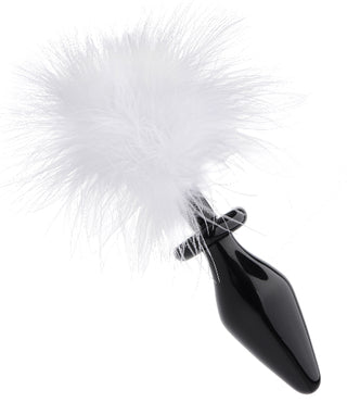 White Fluffer Bunny Tail Glass Anal Plug - hushh-au