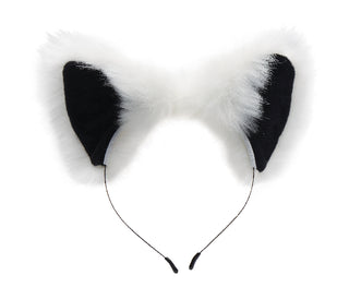 Anal Plug and Ears Set White Fox Tail