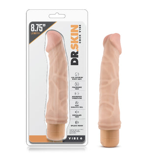 Dr Skin Cock Vibe 6 8.5in Vibrating Cock Beige