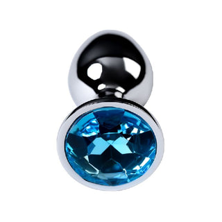 Silver Metal Anal Plug w Topaz Crystal Small