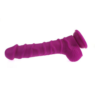 Realistic Dildo Ridged Shaft w Balls Pink