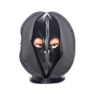 Zip Front Bondage Hood Black