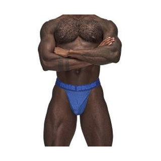 Male Power Sexagon Micro V Thong Blue