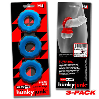 Super Hunkyjunk 3 Pc Cockrings Teal Ice