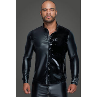 Powerwetlook PVC Long Sleeved Shirt w Button Placket