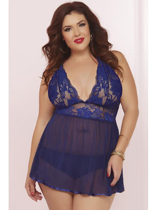 Wondrous Babydoll Set 10672X-Navy-3X/4X