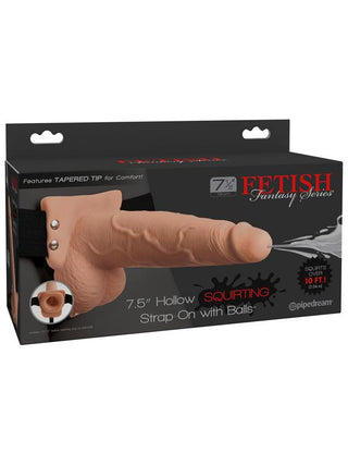 Fetish Fantasy 7.5 in. Hollow Squirting Strap-On with Balls Flesh