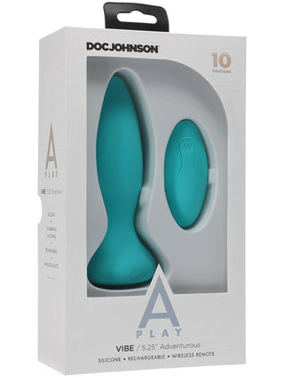 A-Play Vibe Adventurous Rechargeable Silicone Anal Plug with Remote Teal