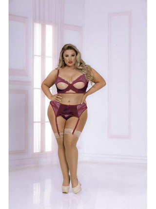 Velvet Crush Bra Set STM-11033X-Wine-3X/4X