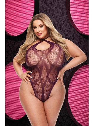 CRISS CROSS LACE TEDDY - PURPLE - Q ENV