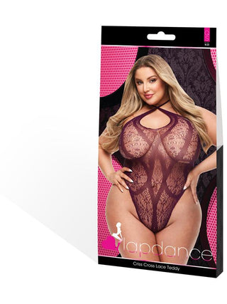 CRISS CROSS LACE TEDDY - PURPLE - Q ENV