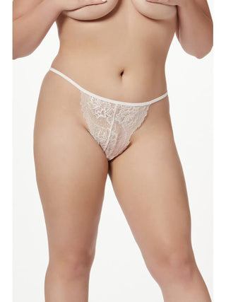 Single Thong Panty With Pearl Back Detail 11503X WHITE 1X/2X