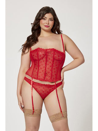 Two Piece Bustier And Panty Set 11570X RED 1X/2X