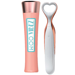 WOO: Rechargeable Silicone Vibe with Case White/Rose Gold