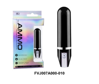 The Ammo 3.5" Glossy Rechargeable Vibrator 10 Rhythms Black