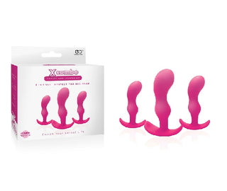 X COMBO 3PC PINK SILICONE BUTT PLUG SET