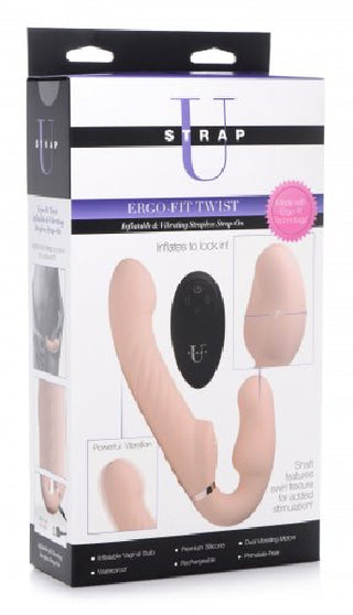 Strap U Ergo-Fit Twist Inflatable Vibrating Strapless Strap-on - Bare