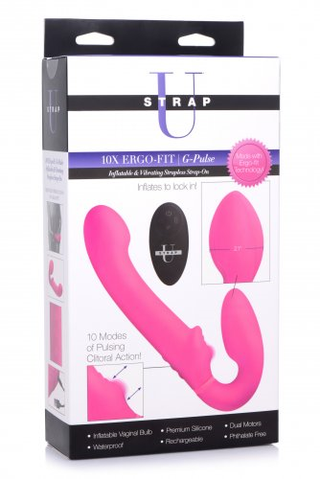 Strap U 10X Ergo-Fit G-Pulse Inflatable & Vibrating Strapless Strap-On...