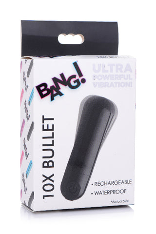 Bang! 10X Rechargeable Vibrating Metallic Bullet - Black