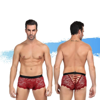 Ashella Lingerie Mica Lace Boxer Brief Red L/XL