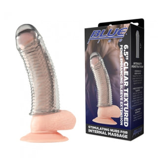 6.5" Clear Textured Penis Enhancing Sleeve Extension