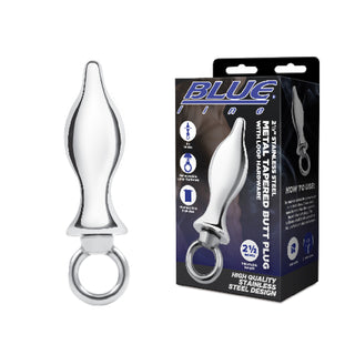 2.5" STAINLESS STEEL METAL TAPERED BUTT PLUG WITH LOOP HARDWARE