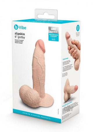 B-Vibe Slipskin Realistic Silicone Dildo- 6" Girthy Cream