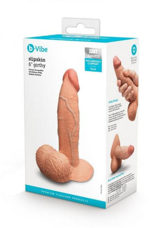 B-Vibe Slipskin Realistic Silicone Dildo- 6" Girthy Mocha