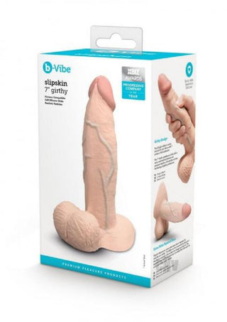 B-Vibe Slipskin Realistic Silicone Dildo- 7" Girthy Cream