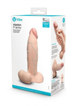 B-Vibe Slipskin Realistic Silicone Dildo- 8" Girthy Cream