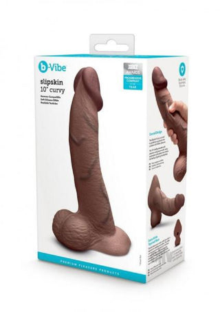 B-Vibe Slipskin Realistic Silicone Dildo-10" Curved Brown