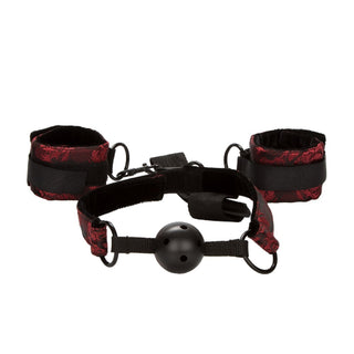 Scandal Breathable Ball Gag With Cuffs Red