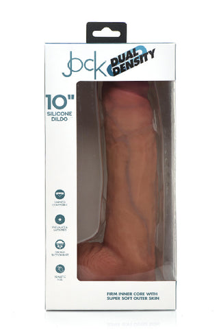 JOCK 10" DUAL DENSITY SILICONE DILDO WITH BALLS - LIGHT