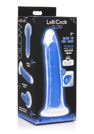 LOLLICOCK 7" GLOW-IN-THE-DARK SILICONE DILDO BLUE