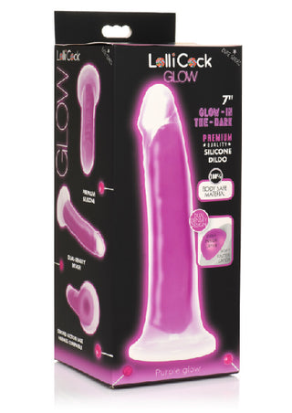 LOLLICOCK 7" GLOW-IN-THE-DARK SILICONE DILDO PURPLE