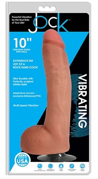 Jock 10" Vibrating Dong With Balls Vanilla