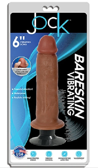 JOCK 6" Bareskin Vibrating Dong No Balls Latte