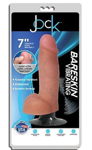 JOCK 7" Bareskin Vibrating Dong with Balls Vanilla