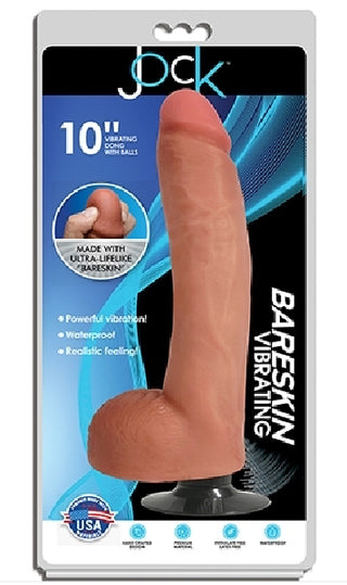 JOCK 10" Bareskin Vibrating Dong with Balls Vanilla