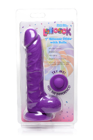 LOLLICOCK 7" WITH BALLS SILICONE - GRAPE