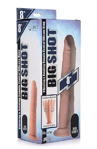 BIG SHOT 8" ROTATING RECHARGEABLE LIQUID SILICONE DONG WITHOUT BALLS