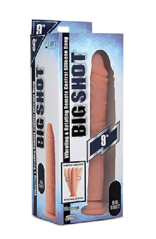 BIG SHOT 9" ROTATING RECHARGEABLE LIQUID SILICONE DONG WITHOUT BALLS