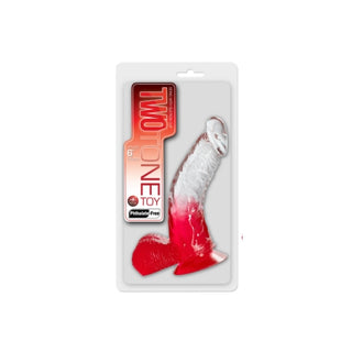 Two Tone 6" PVC Dong in Clear/Red