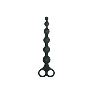 8" Ribbed Silicone Anal Beads Black