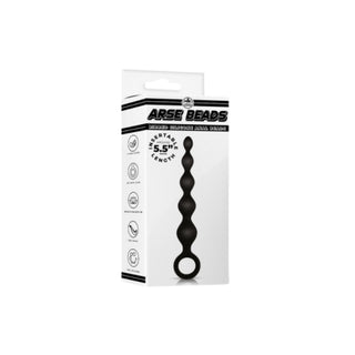 5.5" Ribbed Silicone Anal Beads Black